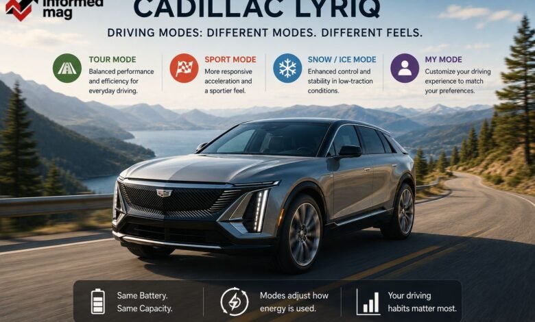 growthscribe do the driving modes in cadillac lyriq offer different ranges or battery usages?